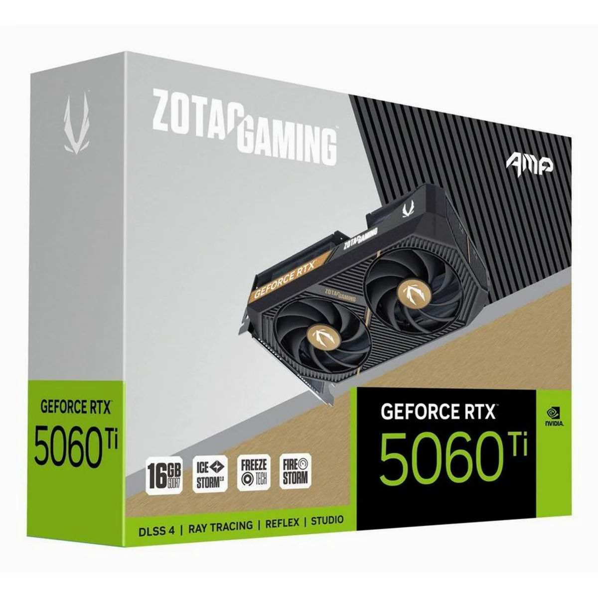 Zotac GAMING GeForce RTX 5060 Ti AMP Grafikkarte, hohe Leistung, effizientes Kühlsystem, modernes Design