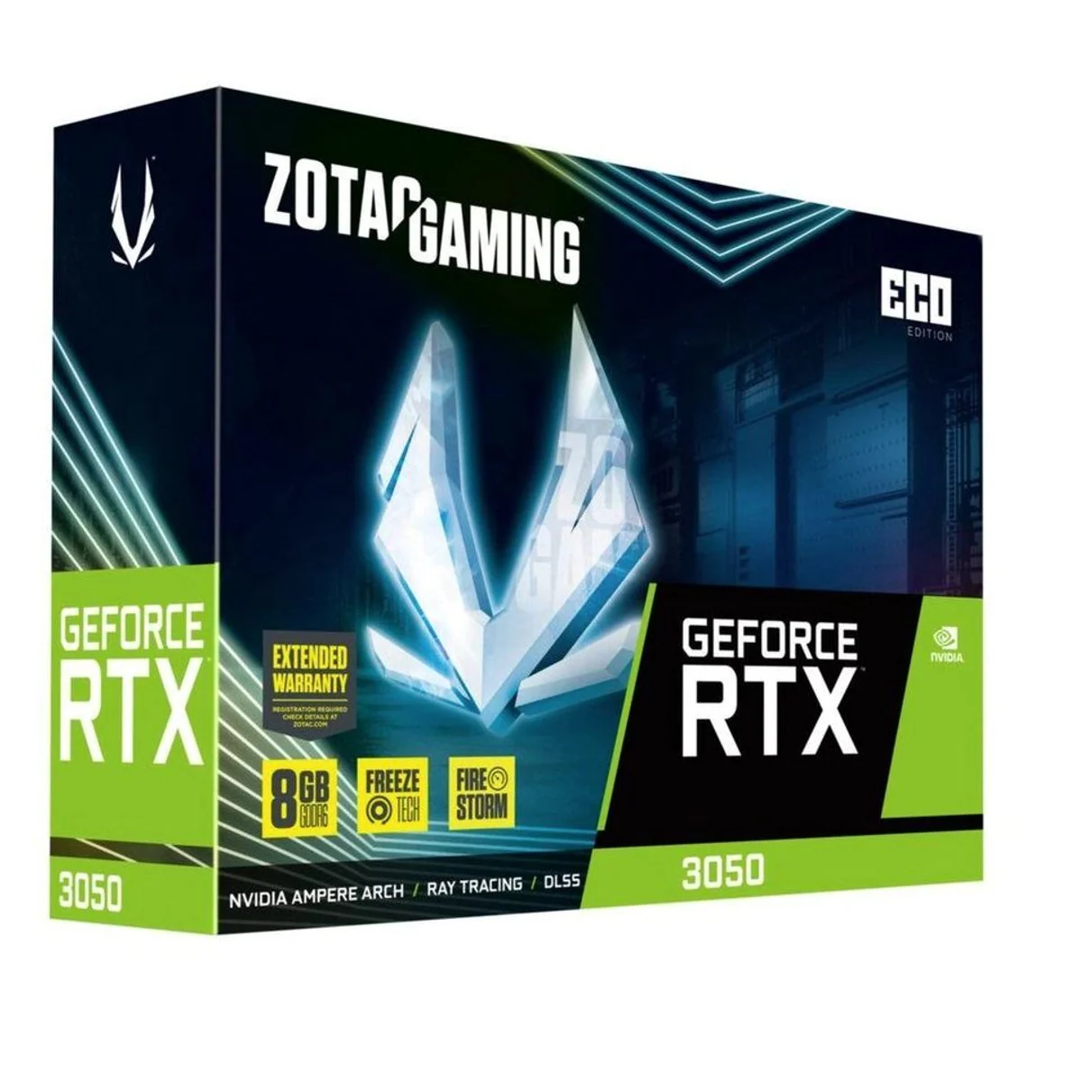 Zotac GeForce RTX 3050 Eco Grafikkarte, hohe Leistung, kompakte Bauweise, energieeffizient